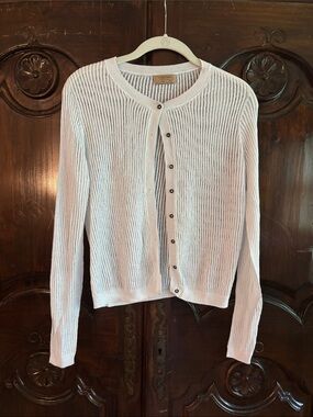 Falconeri Cream Ribbed Button Cardigan